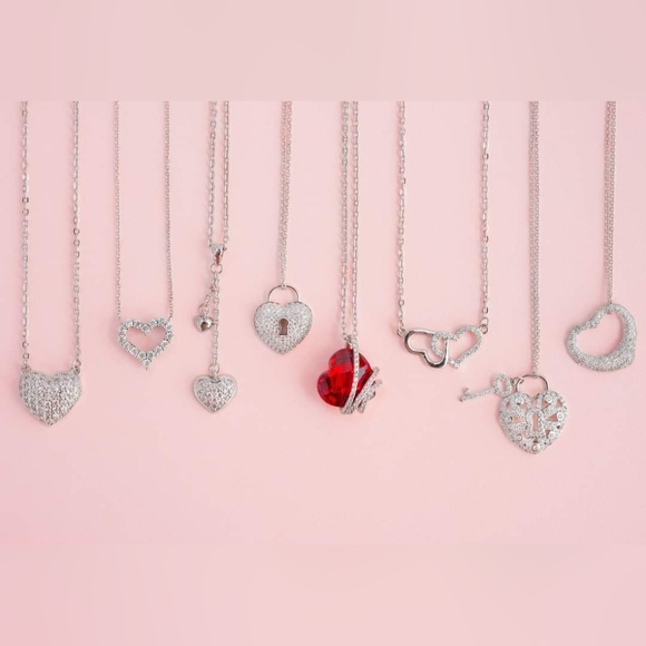 Heart Gemstone Necklace, 925 Sterling Silver Charmed Aroma Love Story - Picture 3 of 5